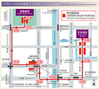 行列コースと先頭通過予定時間
