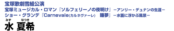宝塚歌劇雪組公演『ソルフェリーノの夜明け／他』 水夏希