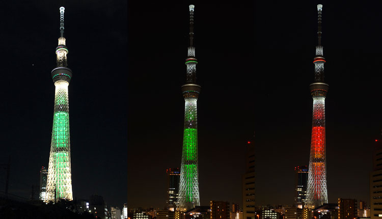 東京スカイツリーがクリスマスツリーに