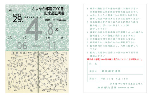 都電105周年記念事業 さよなら都電7000形メモリアル企画