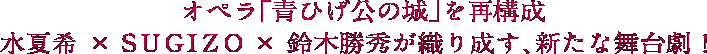 オペラ『青ひげ公の城』を再構成。水夏希 × SUZIZO × 鈴木勝秀が織り成す、新たな舞台劇！