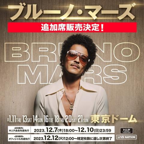 ブルーノ・マーズ Bruno Mars ブルーノマーズ ドーム チケット1/14座席S指定席