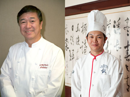 「ラ・ベットラ・ダ・オチアイ」の落合務(左)、陳建太郎