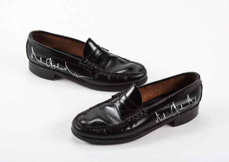 MICHAEL JACKSON SIGNED AND STAGE WORN LOAFERS