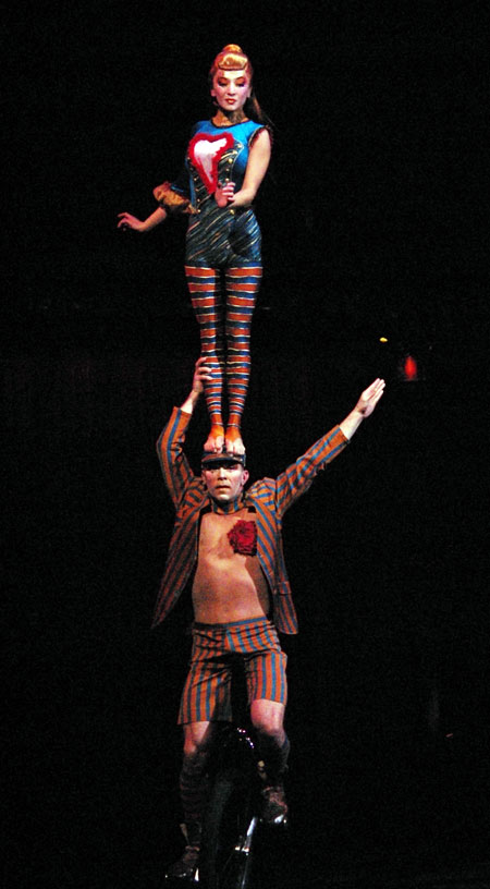 『KOOZA(クーザ)』公開リハーサルより。「ユニサイクル・デュオ」