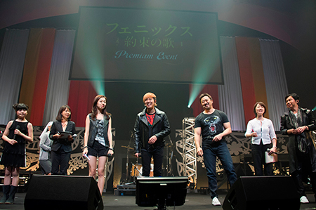 映画『フェニックス～約束の歌』のイベントに登場したキャスト　左からチョン・ミンソ、ペク・ジニ、イ・ホンギ、マ・ドンソク、イム・ウォニ　(C)KJ-net