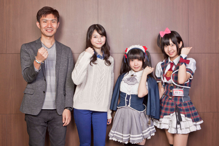 左から美濃部達宏、雨宮天、コヒメ（アフィリア・サーガ）、朝倉ゆり（バクステ外神田一丁目）