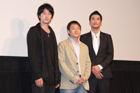 ソ・ジソブとシン・ヒョンジュンとキム・ヒョンシク監督　撮影：高橋菜穂子