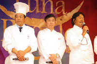 スターシェフ。(左から)陳建一、落合務、坂井宏行