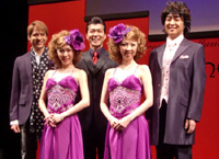 ブロードウェイ・ミュージカル「SIDE SHOW」製作記者発表より。写真左から、伊礼彼方、貴城けい、大澄賢也、樹里咲穂、下村尊則。