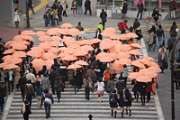 渋谷のスクランブル交差点がオレンジ色に