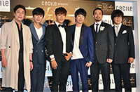 韓国ミュージカル『三銃士』日本公演キャスト　左からキム・ボムレ、キム・ミンジョン、Jun. K、オム・ギジュン、シン・ソンウ、ミン・ヨンギ