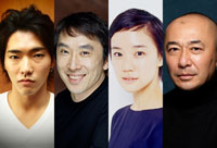 舞台『グッドバイ』　左から、柄本佑、段田安則、蒼井優、高橋克実