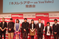 左から、山田裕貴、佐々部清監督、大塚千弘、本広克行監督、小橋めぐみ、マキタスポーツ、相澤侑我、月川翔監督