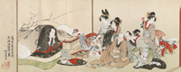 隅田川両岸景色図巻（部分：吉原室内） 所蔵:すみだ北斎美術館