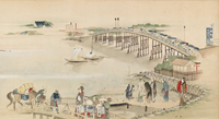 隅田川両岸景色図巻（部分：両国橋付近）　所蔵:すみだ北斎美術館