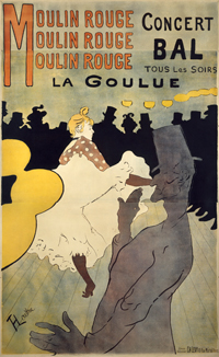アンリ・ド・トゥールーズ=ロートレック《ムーラン・ルージュ、ラ・グーリュ》1891年 多色刷りリトグラフ 三菱一号館美術館