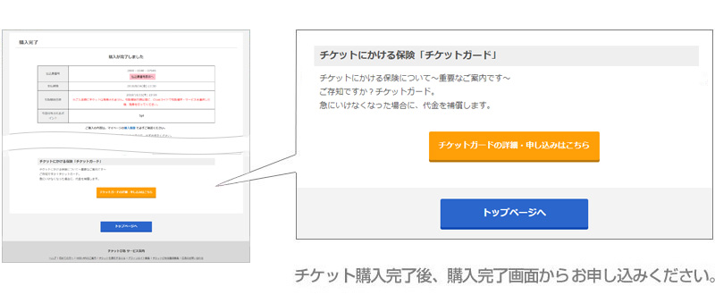 チケット購入完了後、購入完了画面からお申し込みください