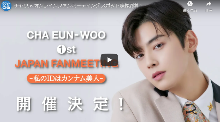 動画配信】CHA EUN-WOO 1st Japan Fanmeeting－私のIDはカンナム美人 ...
