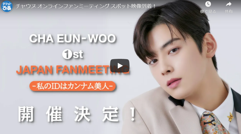 動画配信】CHA EUN-WOO 1st Japan Fanmeeting－私のIDはカンナム美人