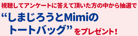 視聴してアンケートに答えて頂いた方の中から抽選で“しまじろうとMimiのトートバッグ”をプレゼント！